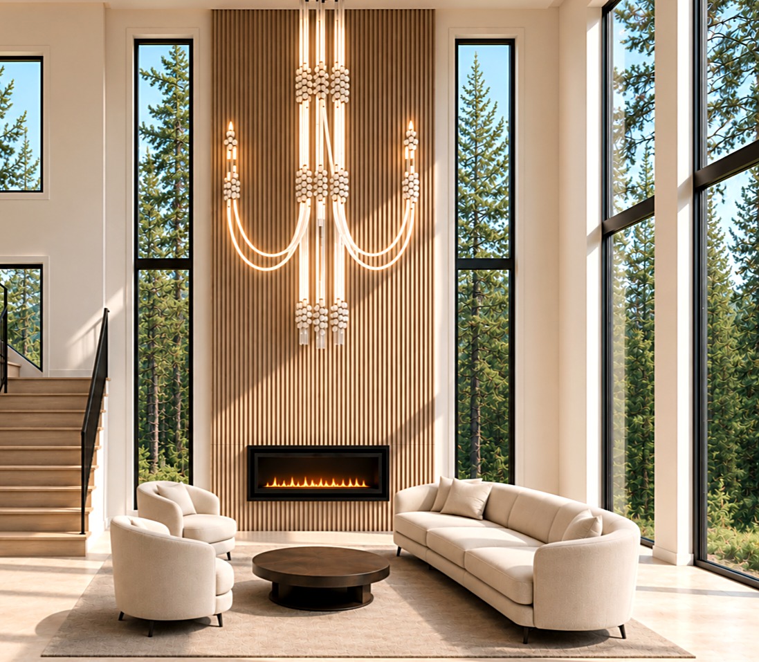 The Pinewood Great Room — residential interior in Monsey, New York